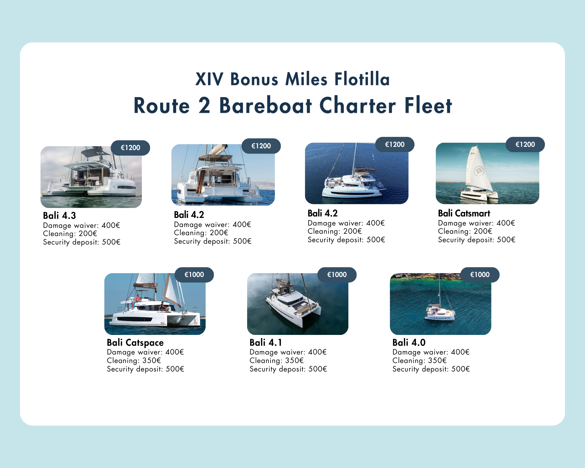 xiv bonus miles flotilla catalogue of yachts bali catamarans under 1000 euro